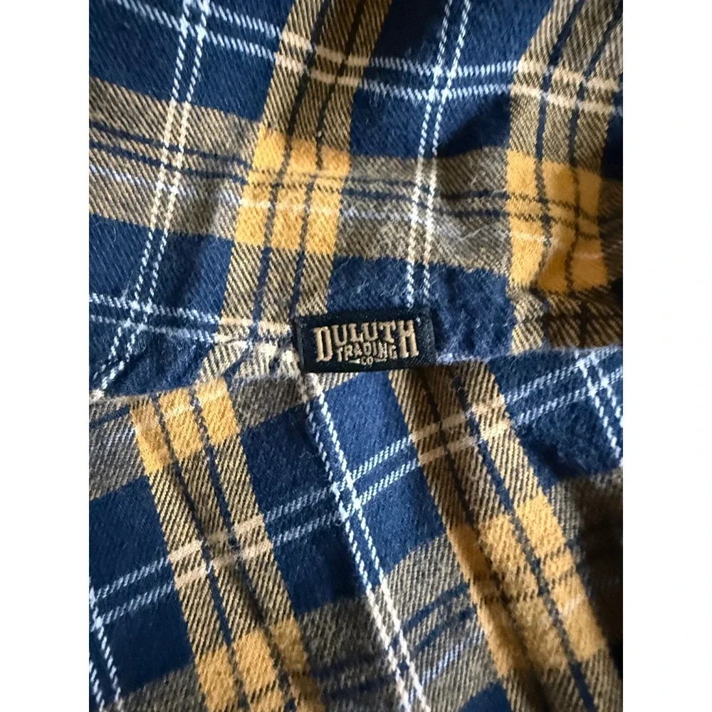 Duluth Trading Co Mens 3XL Relaxed Fit Free Swingin Flannel Shirt Yellow Plaid